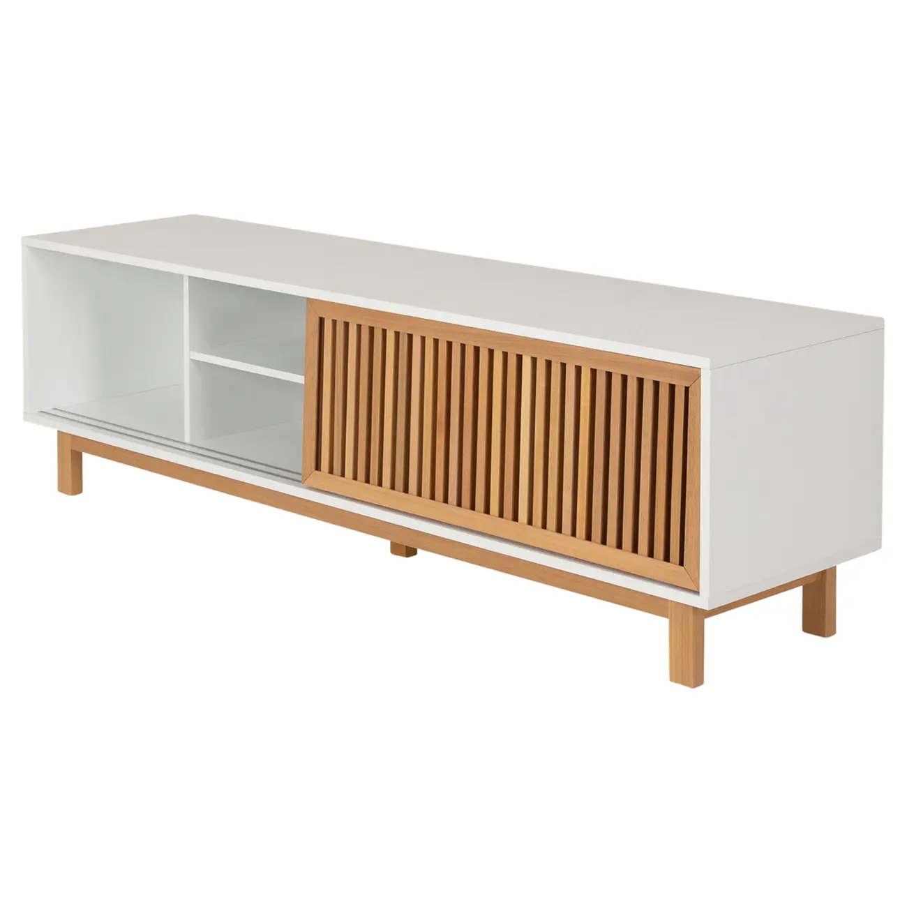 RACK 2 PORTAS DE CORRER 1,80 M X 45 CM ALINA LEVEL - BRANCO/TAUARI - Foto 4