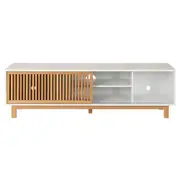 RACK 2 PORTAS DE CORRER 1,80 M X 45 CM ALINA LEVEL - BRANCO/TAUARI - Foto 6