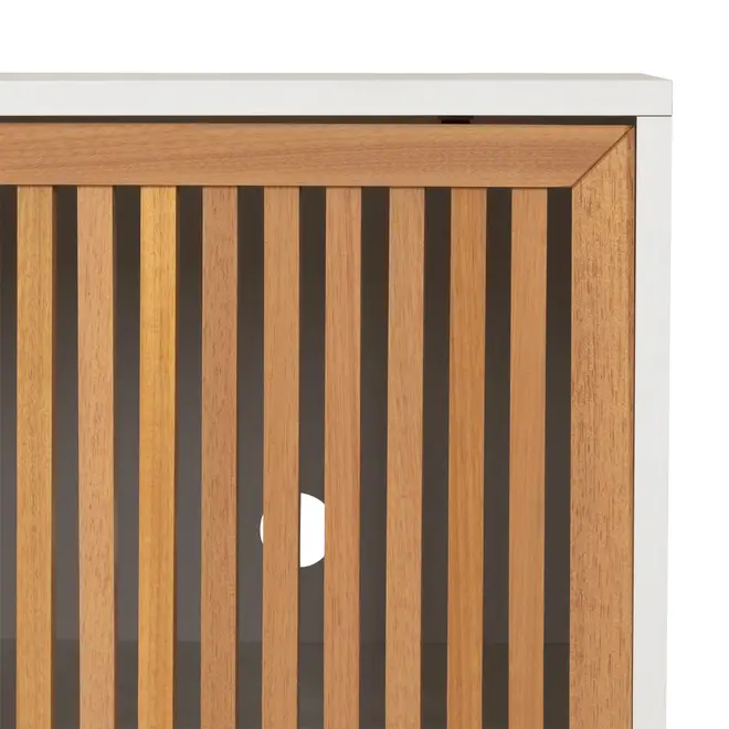 RACK 2 PORTAS DE CORRER 1,80 M X 45 CM ALINA LEVEL - BRANCO/TAUARI - Foto 8