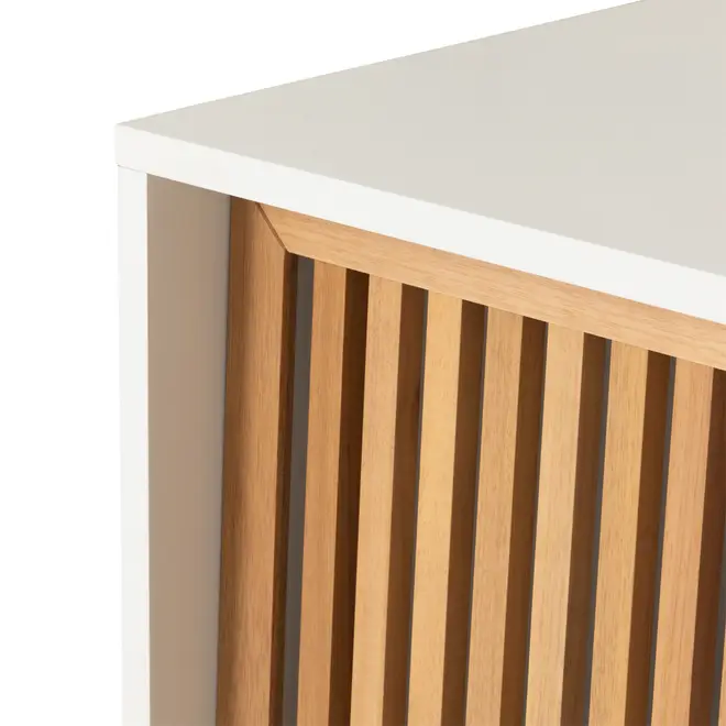 RACK 2 PORTAS DE CORRER 1,80 M X 45 CM ALINA LEVEL - BRANCO/TAUARI - Foto 9