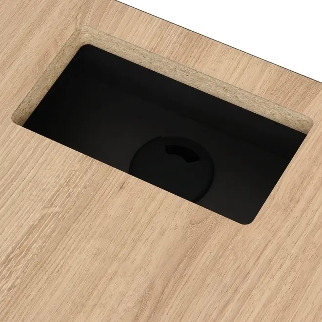 MESA COM BALCÃO 1 PORTA BASCULANTE/1 GAVETA 1,60 M X 1,60 M ALETA - KONKRET/OAK TAMMI - Foto 11
