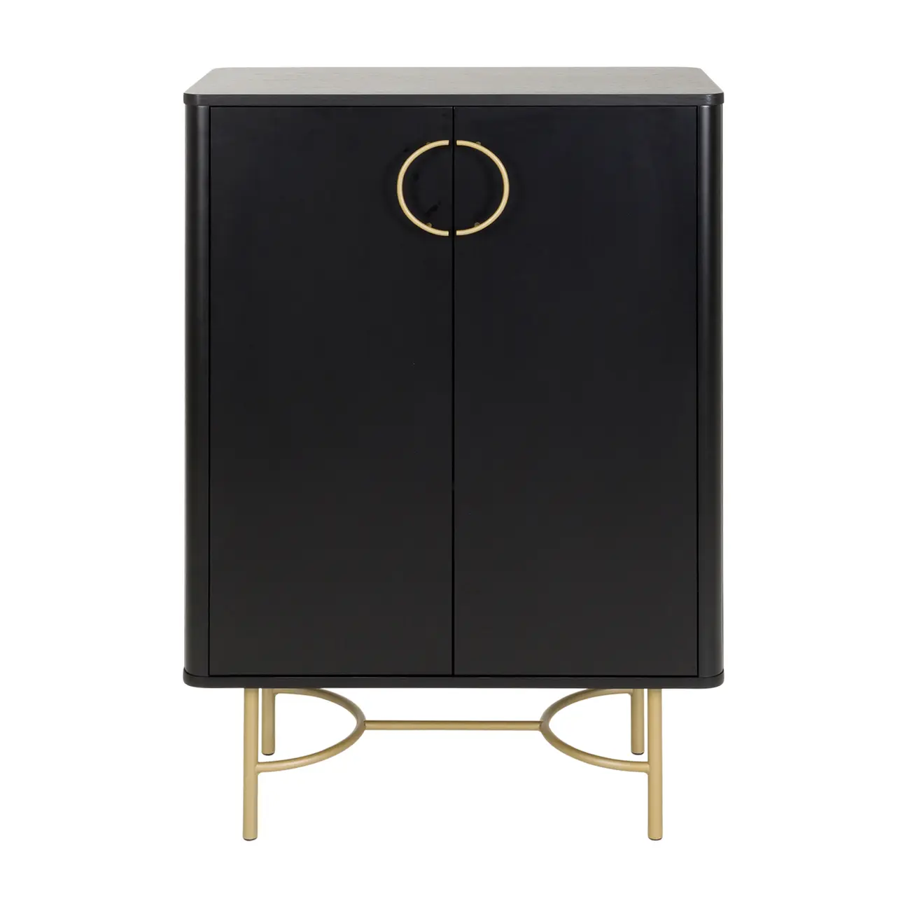 DARKO BUFFET 2 PORTAS 80 CM X 43 CM - PRETO/DOURADO - Foto 1