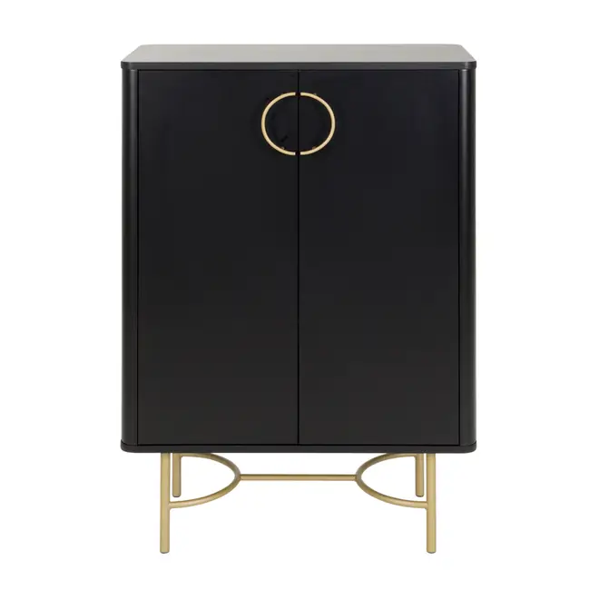 DARKO BUFFET 2 PORTAS 80 CM X 43 CM - PRETO/DOURADO - Foto 1