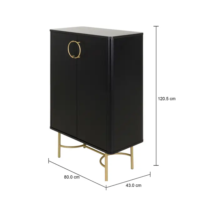 DARKO BUFFET 2 PORTAS 80 CM X 43 CM - PRETO/DOURADO - Foto 11