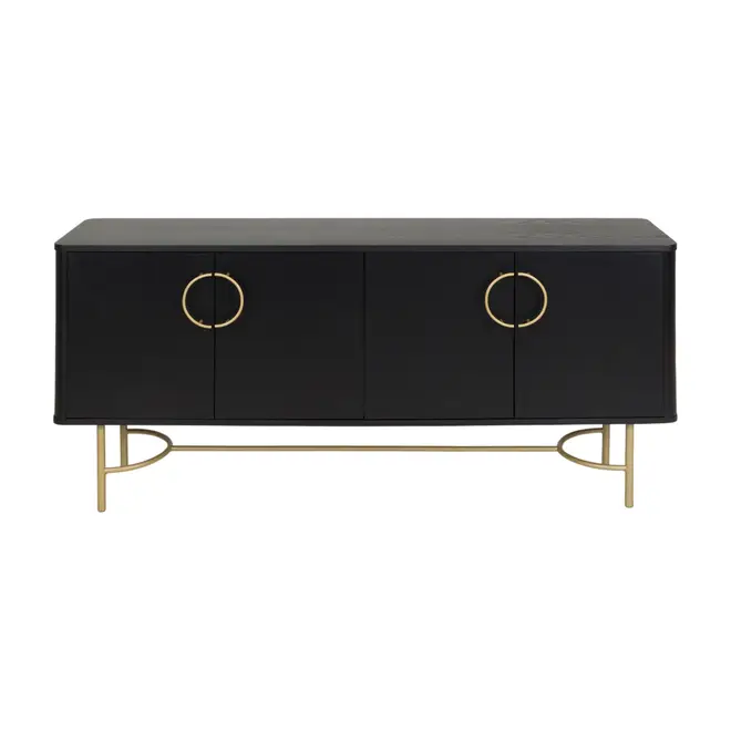 DARKO BUFFET 4 PORTAS 1,65 M X 43 CM - PRETO/DOURADO - Foto 1