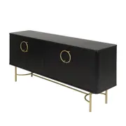DARKO BUFFET 4 PORTAS 1,65 M X 43 CM - PRETO/DOURADO - Foto 2