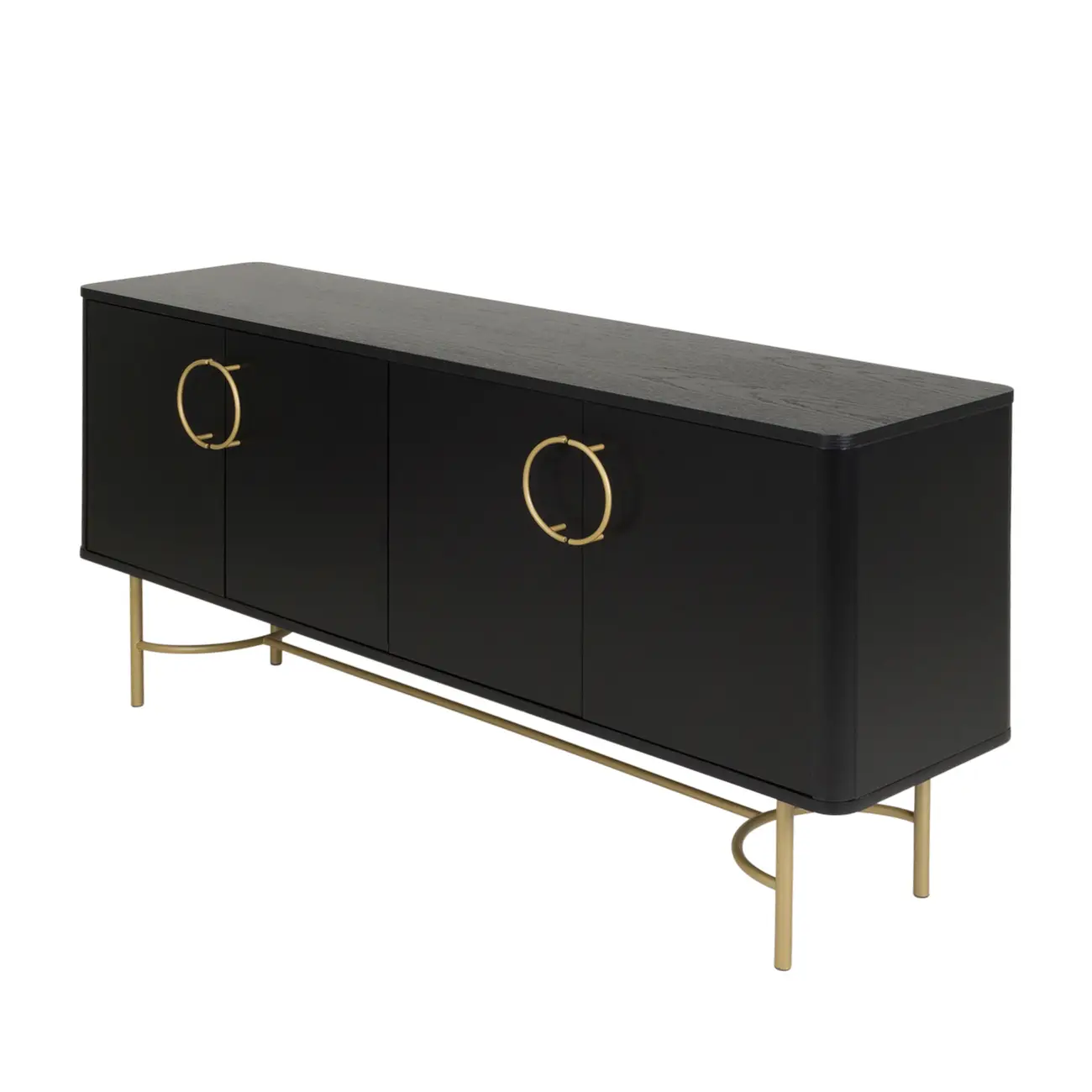 DARKO BUFFET 4 PORTAS 1,65 M X 43 CM - PRETO/DOURADO - Foto 2
