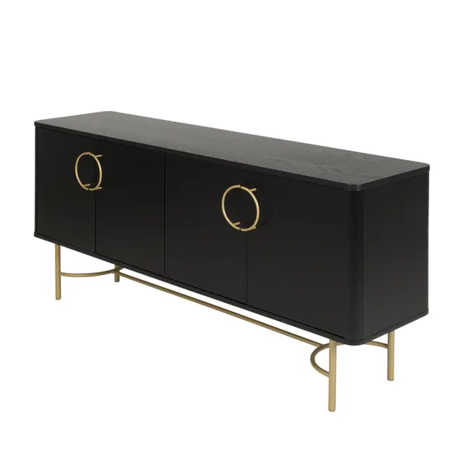 DARKO BUFFET 4 PORTAS 1,65 M X 43 CM - PRETO/DOURADO - Foto 2