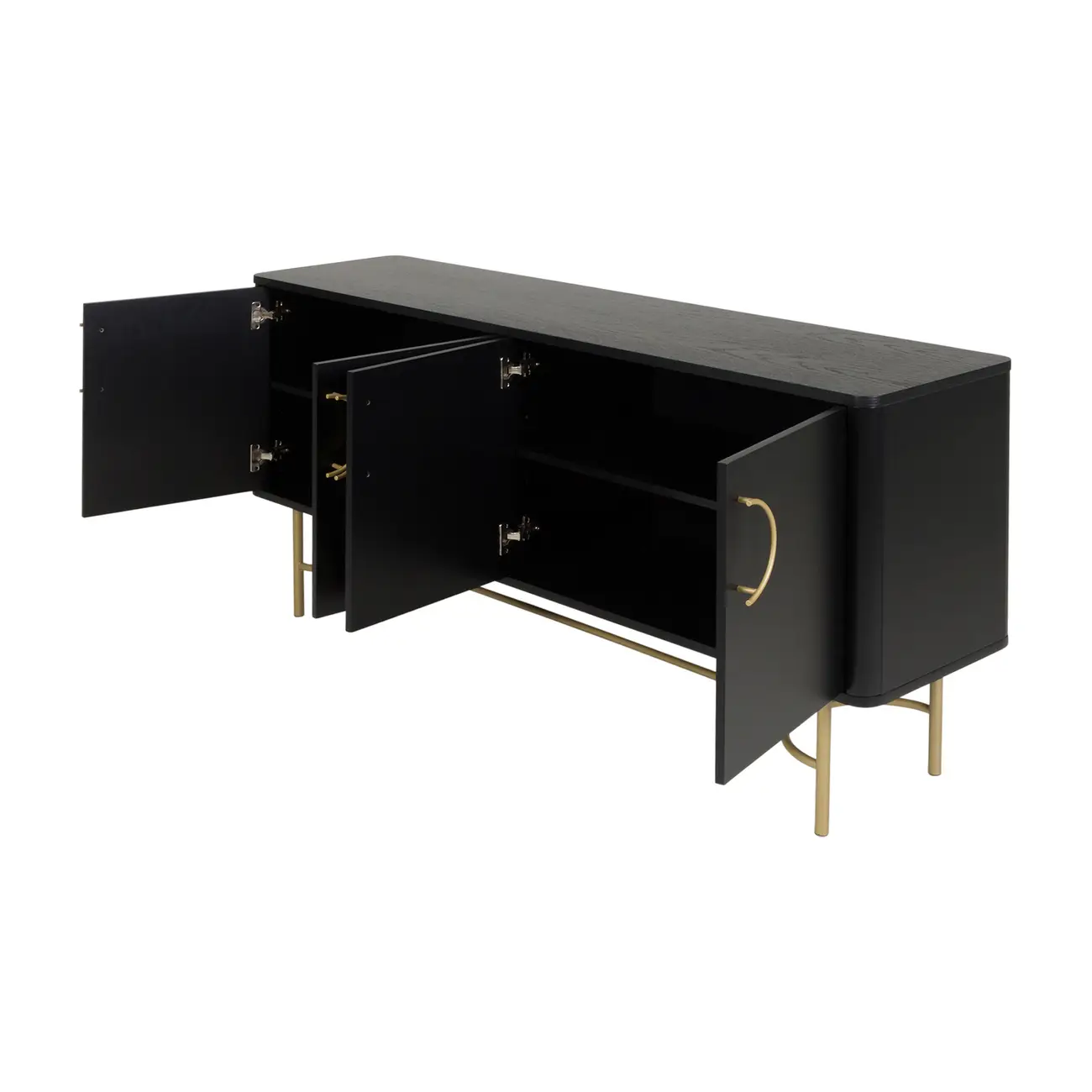 DARKO BUFFET 4 PORTAS 1,65 M X 43 CM - PRETO/DOURADO - Foto 3