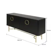 DARKO BUFFET 4 PORTAS 1,65 M X 43 CM - PRETO/DOURADO - Foto 11