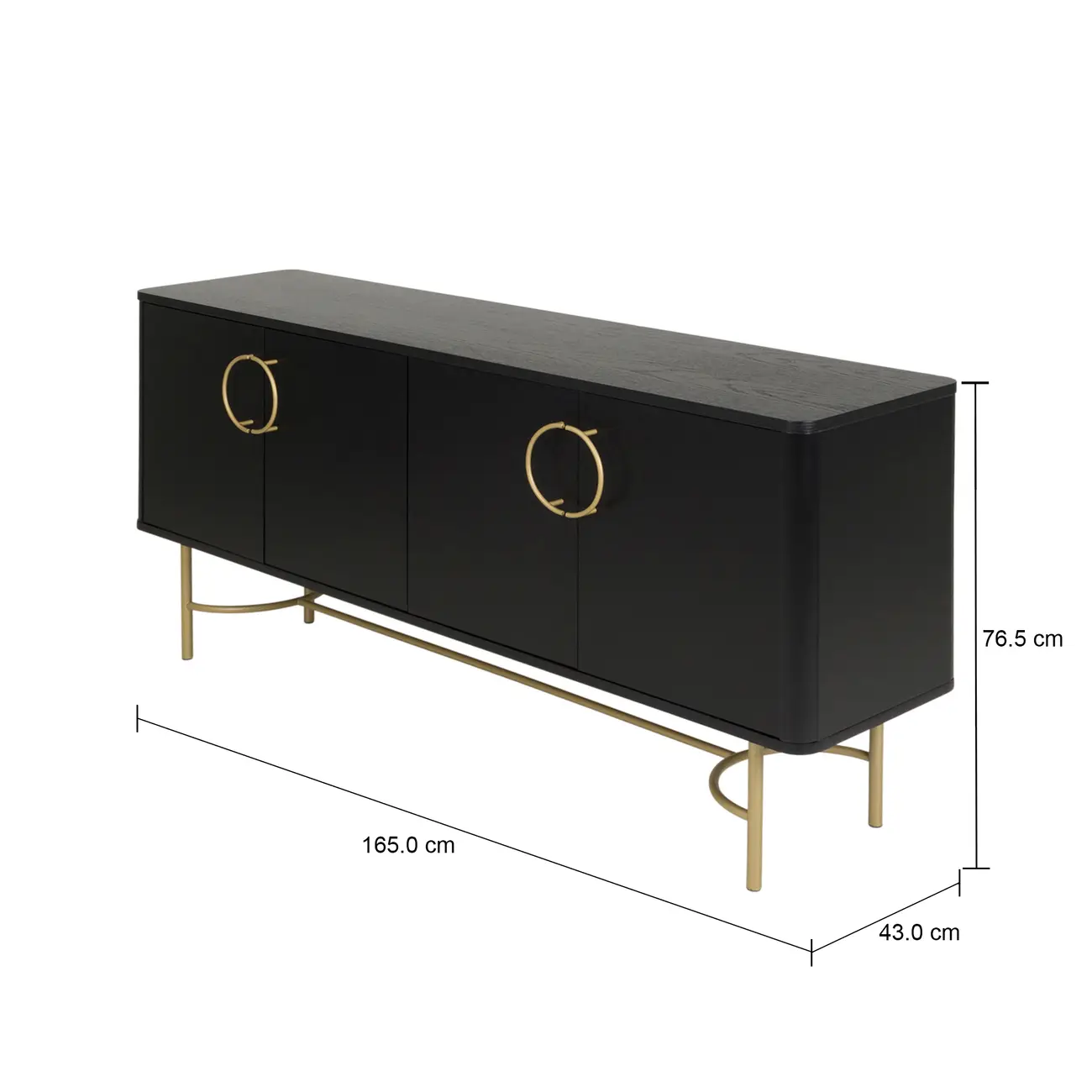 DARKO BUFFET 4 PORTAS 1,65 M X 43 CM - PRETO/DOURADO - Foto 11