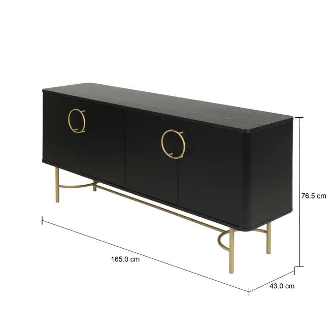 DARKO BUFFET 4 PORTAS 1,65 M X 43 CM - PRETO/DOURADO - Foto 11
