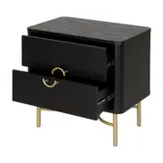 DARKO MESA DE CABECEIRA 2 GAVETAS - PRETO/DOURADO - Foto 3