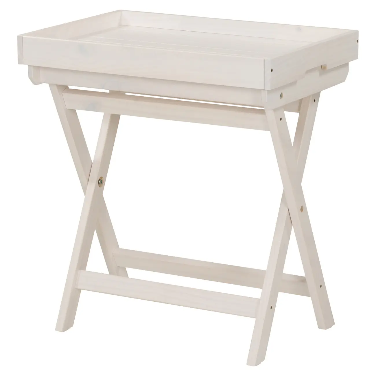MESA LATERAL COM BANDEJA 63 CM X 43 CM ANDRADES - BRANCO LAVADO - Foto 1