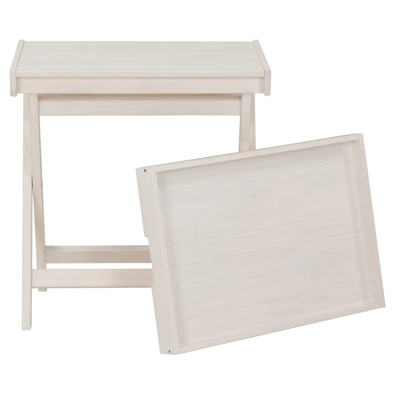 MESA LATERAL COM BANDEJA 63 CM X 43 CM ANDRADES - BRANCO LAVADO - Foto 2