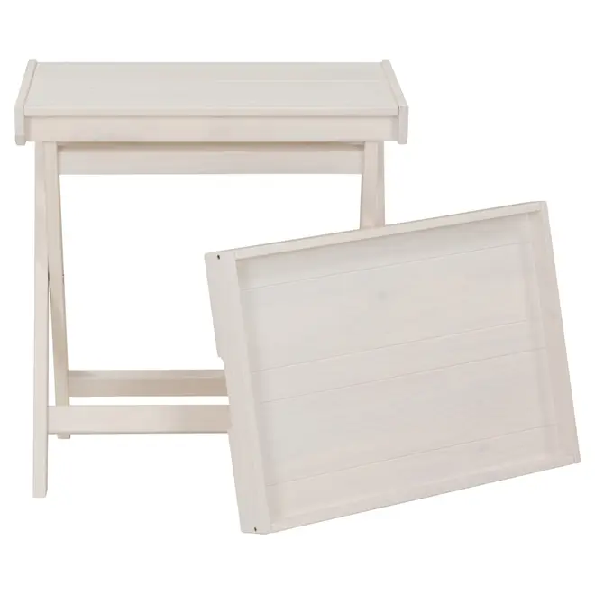 MESA LATERAL COM BANDEJA 63 CM X 43 CM ANDRADES - BRANCO LAVADO - Foto 2