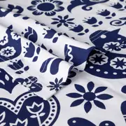 LENÇOL DE CASAL E QUEEN 2,40 M X 2,50 M FOLKSY - AZUL ESCURO/BRANCO - Foto 2