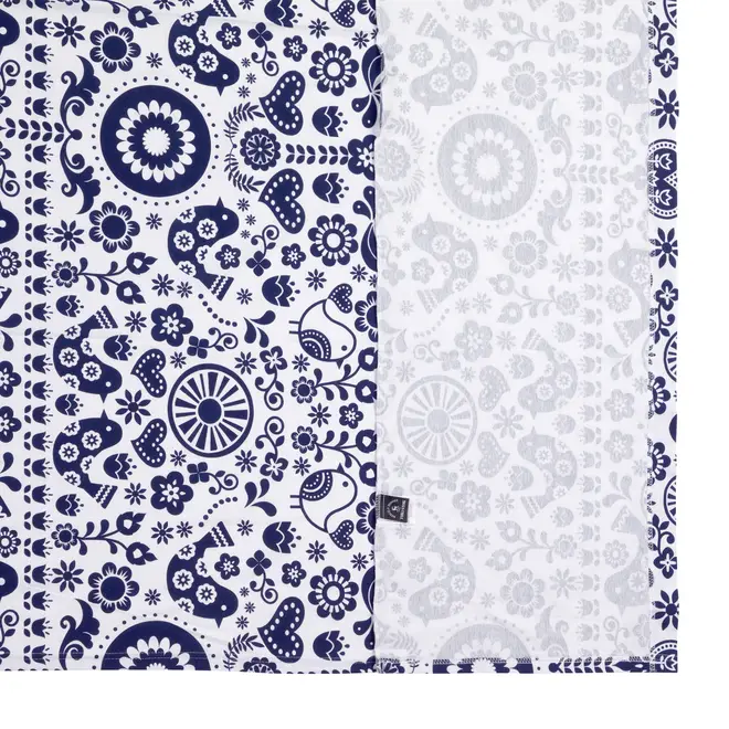 LENÇOL DE CASAL E QUEEN 2,40 M X 2,50 M FOLKSY - AZUL ESCURO/BRANCO - Foto 3