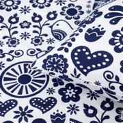 LENÇOL DE CASAL E QUEEN 2,40 M X 2,50 M FOLKSY - AZUL ESCURO/BRANCO - Foto 4