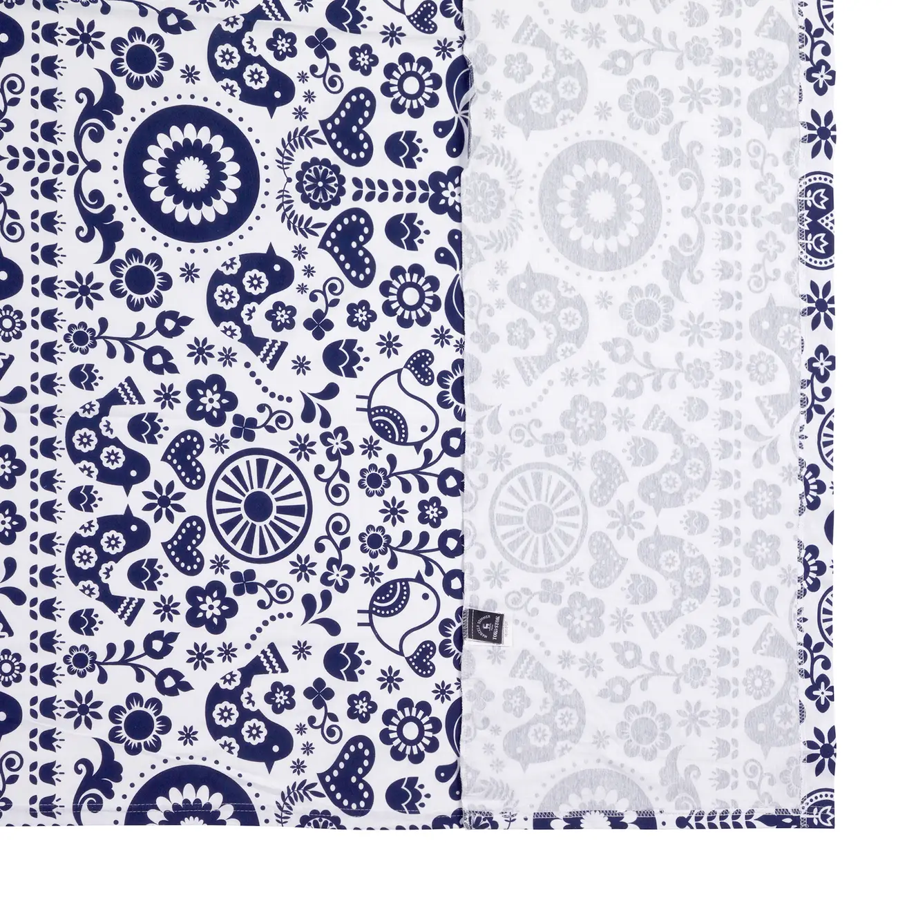 LENÇOL DE SOLTEIRO 1,60 M X 2,40 M FOLKSY - AZUL ESCURO/BRANCO - Foto 3