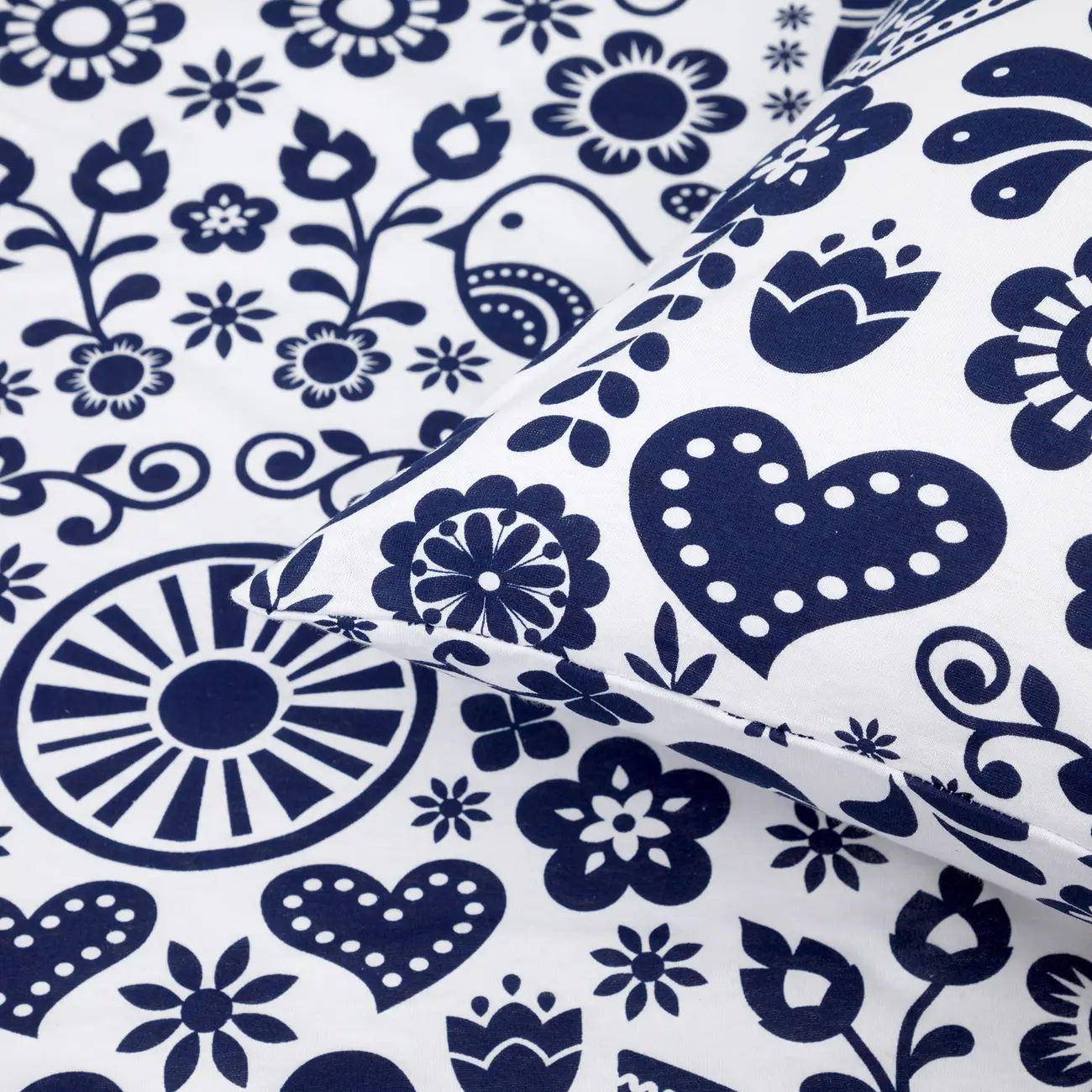 LENÇOL DE SOLTEIRO 1,60 M X 2,40 M FOLKSY - AZUL ESCURO/BRANCO - Foto 4