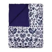 EDREDOM DE CASAL E QUEEN 2,40 M X 2,50 M FOLKSY - AZUL ESCURO/BRANCO - Foto 1
