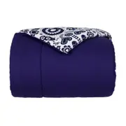 EDREDOM DE CASAL E QUEEN 2,40 M X 2,50 M FOLKSY - AZUL ESCURO/BRANCO - Foto 4