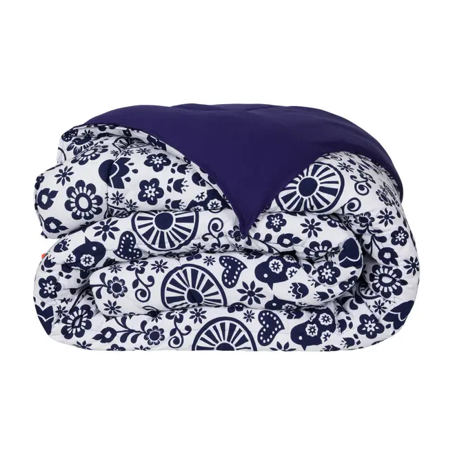 EDREDOM DE CASAL E QUEEN 2,40 M X 2,50 M FOLKSY - AZUL ESCURO/BRANCO - Foto 5