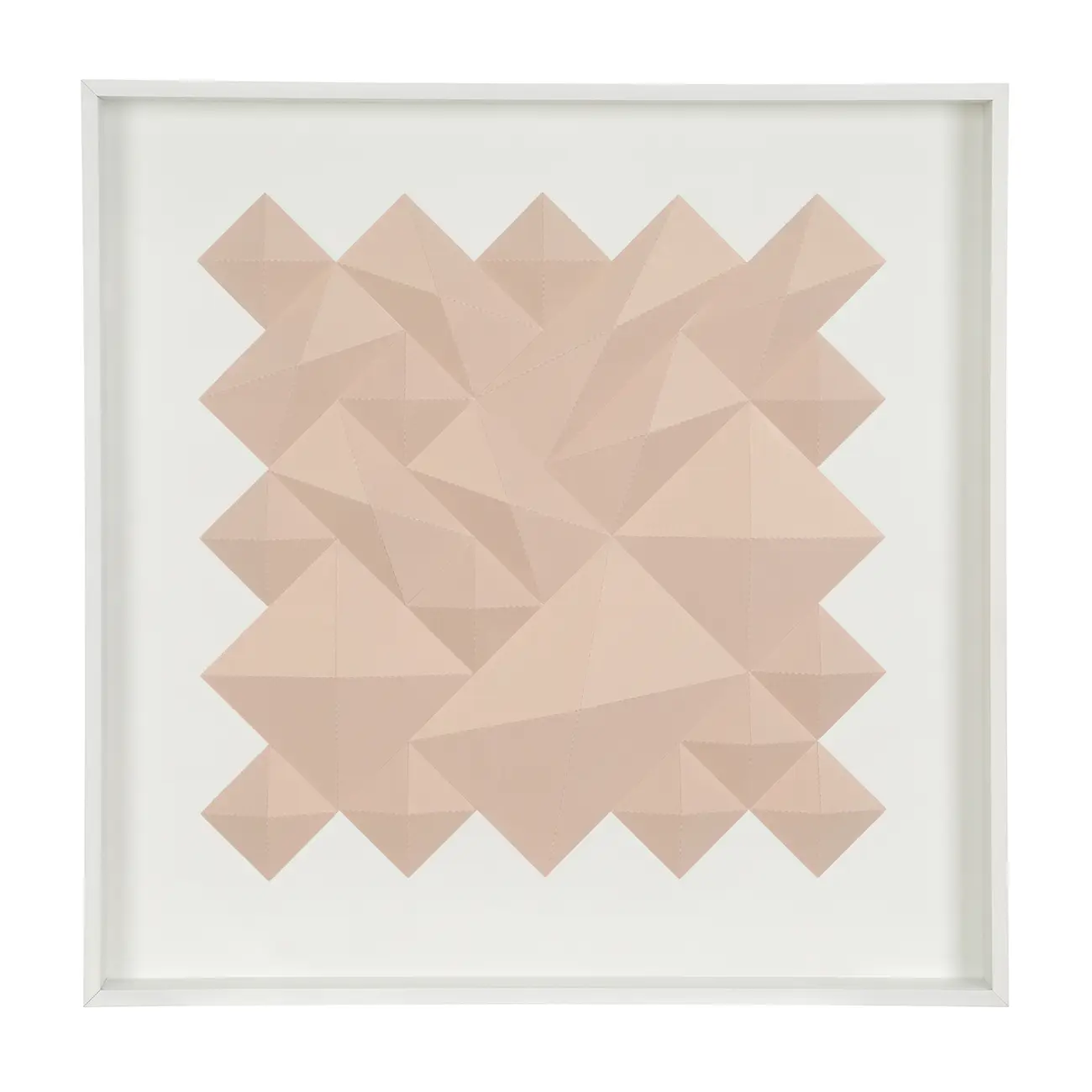 QUADRO DIAMANTE LOSANGO I 66 CM X 66 CM - BRANCO/QUARTZO ROSA - Foto 1