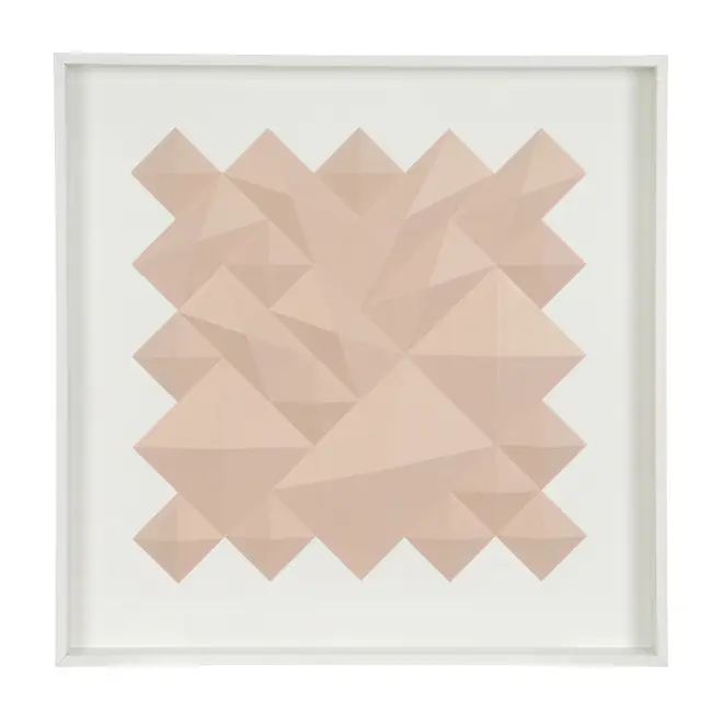 QUADRO DIAMANTE LOSANGO I 66 CM X 66 CM - BRANCO/QUARTZO ROSA - Foto 1