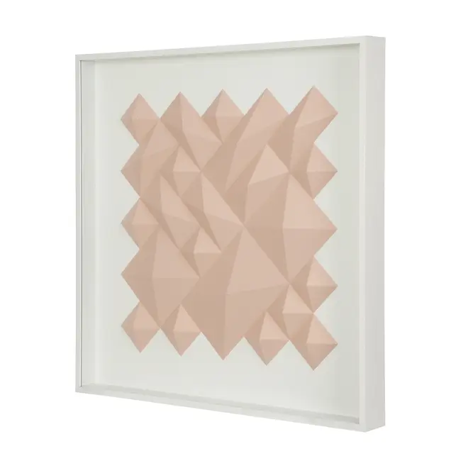 QUADRO DIAMANTE LOSANGO I 66 CM X 66 CM - BRANCO/QUARTZO ROSA - Foto 2