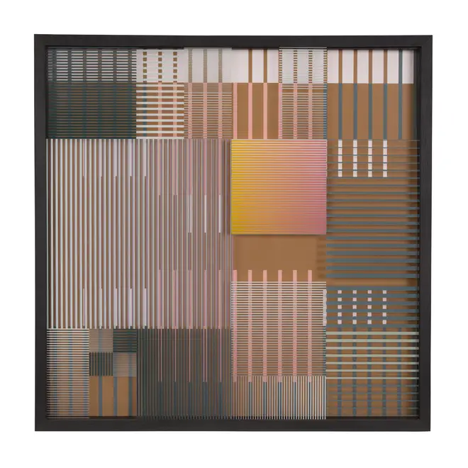 QUADRO LIGHT 60 CM X 60 CM STRIPES - PRETO/MULTICOR - Foto 1