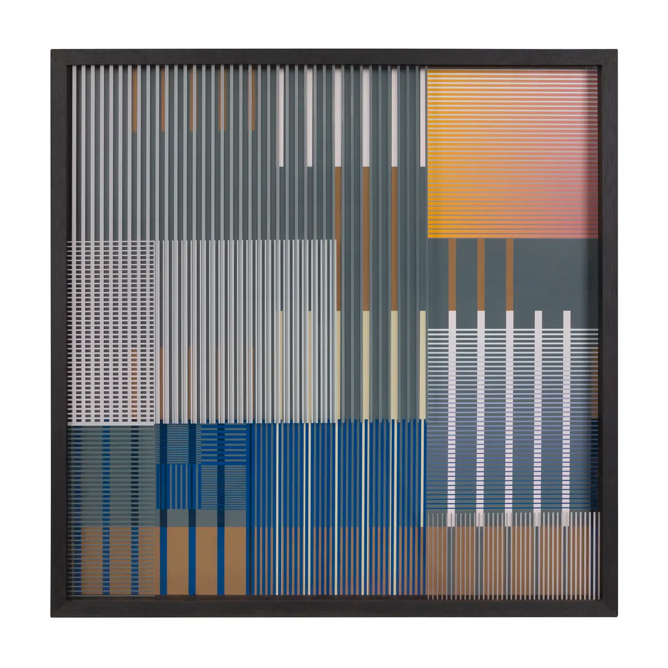 QUADRO DARK 60 CM X 60 CM STRIPES - PRETO/MULTICOR - Foto 1