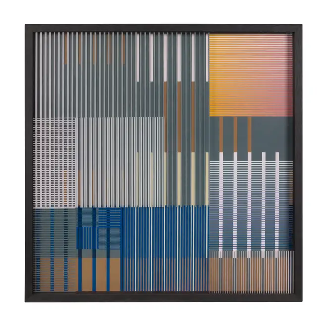 QUADRO DARK 60 CM X 60 CM STRIPES - PRETO/MULTICOR - Foto 1
