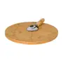 TÁBUA PIZZA COM CORTADOR BAMBOO - BAMBU/INOX - Foto 1