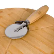 TÁBUA PIZZA COM CORTADOR BAMBOO - BAMBU/INOX - Foto 3