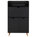 PRETO/NOZES - ESTANTE 3 PORTAS/ESCRIVANINHA 80 CM X 1,33 M LIN