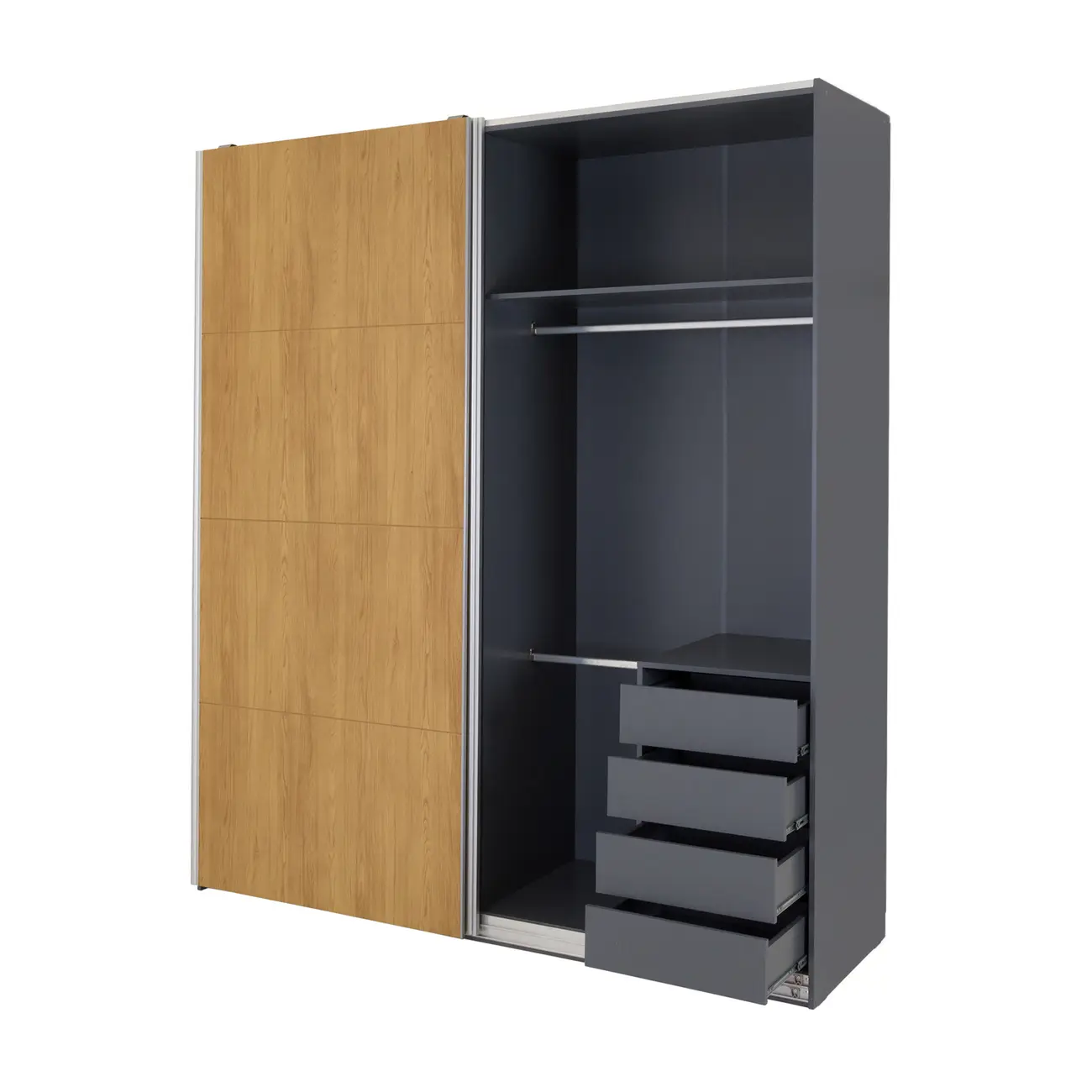 GUARDA-ROUPA 2 PORTAS DE CORRER RANOKE - KONKRET/OAK TAMMI - Foto 4