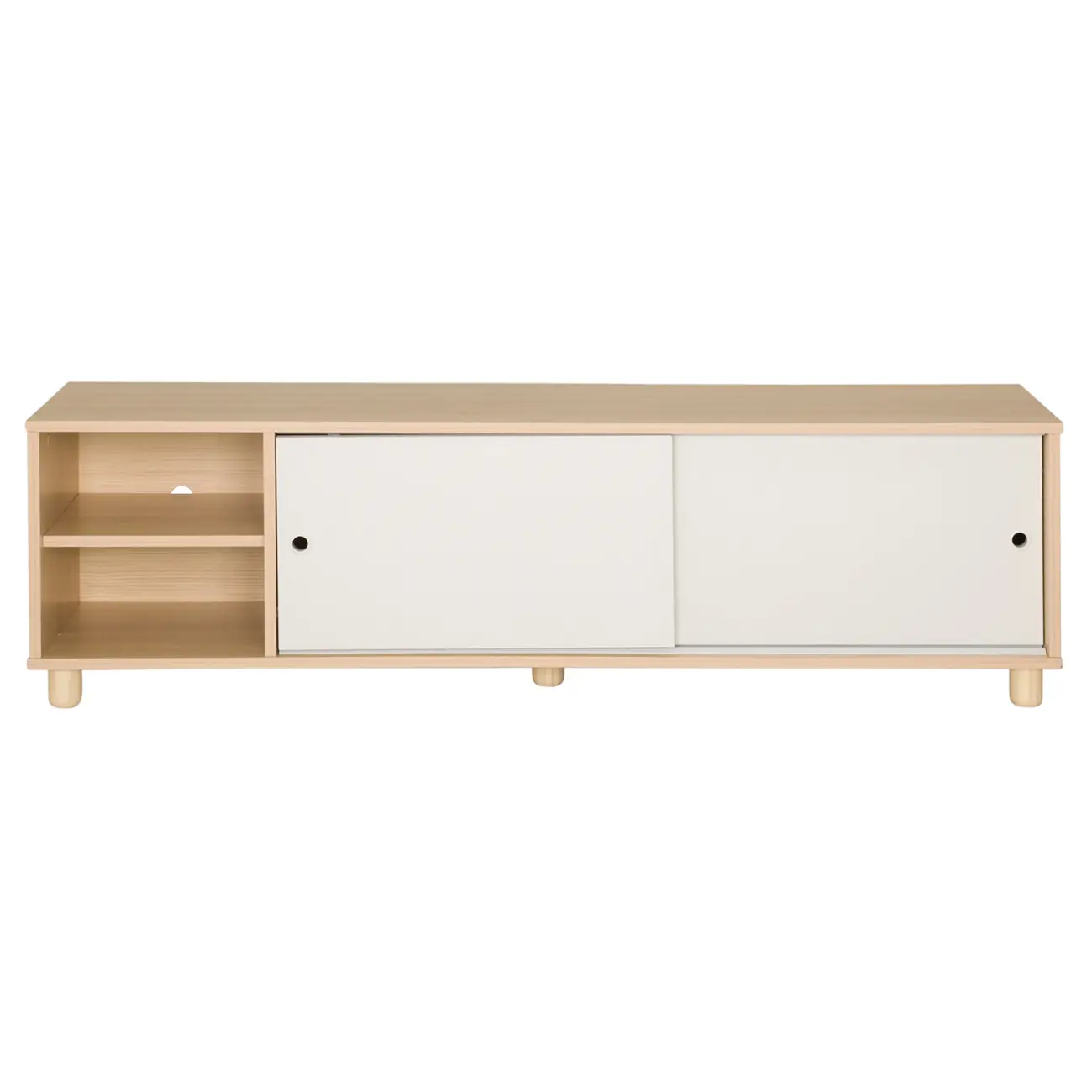 RACK 2 PORTAS DE CORRER 1,40 M X 34 CM TIKO - NATURAL WASHED/BRANCO - Foto 1