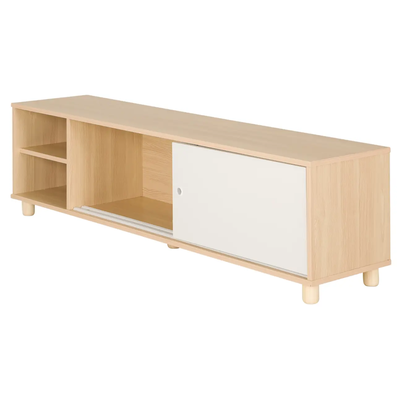 RACK 2 PORTAS DE CORRER 1,40 M X 34 CM TIKO - NATURAL WASHED/BRANCO - Foto 3