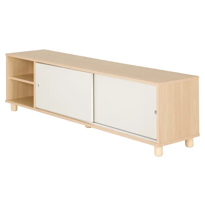 RACK 2 PORTAS DE CORRER 1,40 M X 34 CM TIKO - NATURAL WASHED/BRANCO - Foto 4