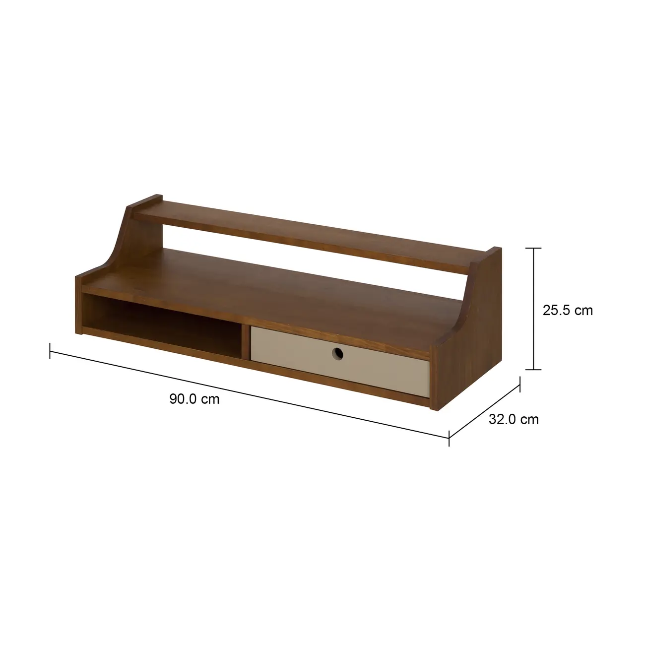 PRATELEIRA COM NICHO 1 GAVETA 25 CM X 90 CM X 32 CM NORMA - NOZES/CAMELO - Foto 8