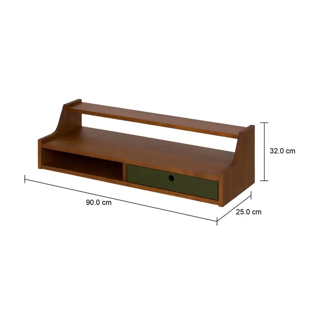 PRATELEIRA COM NICHO 1 GAVETA 25 CM X 90 CM X 32 CM NORMA - NOZES/MUSGO - Foto 8
