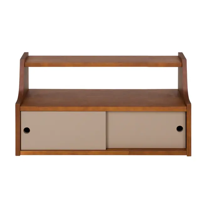 PRATELEIRA COM 2 PORTAS DE CORRER 36 CM X 70 CM X 25 CM NORMA - NOZES/CAMELO - Foto 1