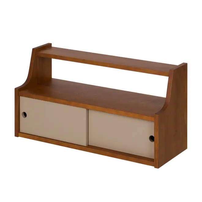 PRATELEIRA COM 2 PORTAS DE CORRER 36 CM X 70 CM X 25 CM NORMA - NOZES/CAMELO - Foto 2