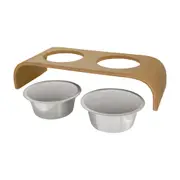 COMEDOURO BEBEDOURO COM SUPORTE P BEND - CARVALHO/INOX - Foto 4