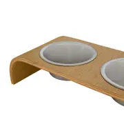 COMEDOURO BEBEDOURO COM SUPORTE P BEND - CARVALHO/INOX - Foto 5