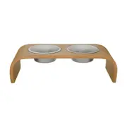 COMEDOURO BEBEDOURO COM SUPORTE M BEND - CARVALHO/INOX - Foto 1