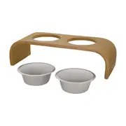 COMEDOURO BEBEDOURO COM SUPORTE M BEND - CARVALHO/INOX - Foto 4