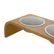 COMEDOURO BEBEDOURO COM SUPORTE M BEND - CARVALHO/INOX - Foto 5